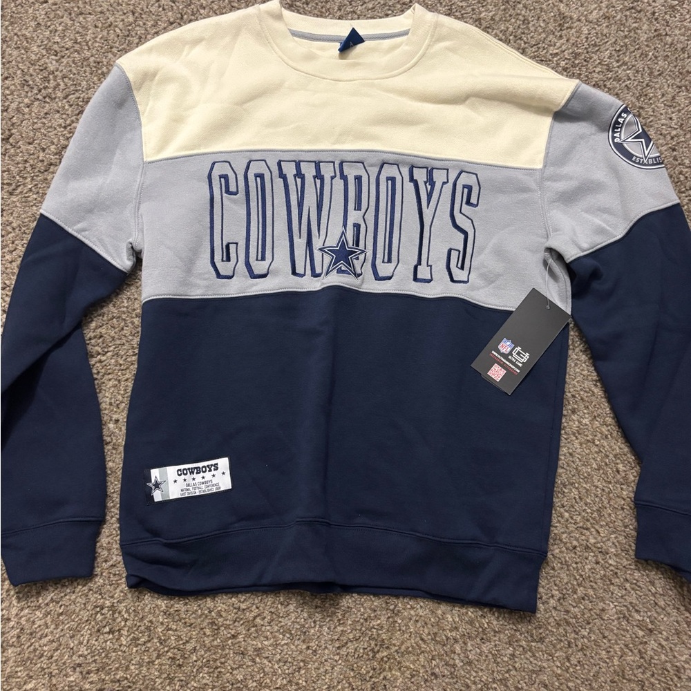 NFL Cowboys Crewneck Sweater - Navy, Gray, Cream
